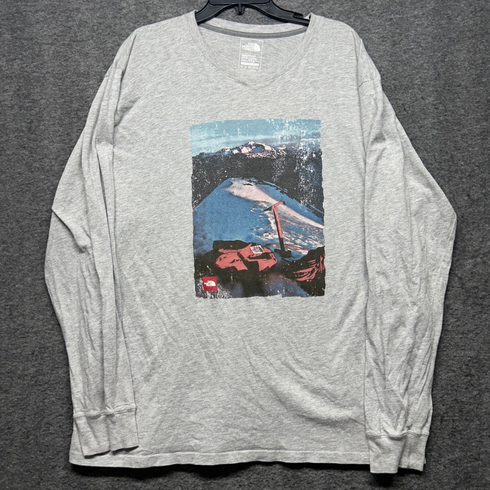 The North Face Mens XXL Gray Graphic‎ Long Sleeve Hiking Climbing T Shirt